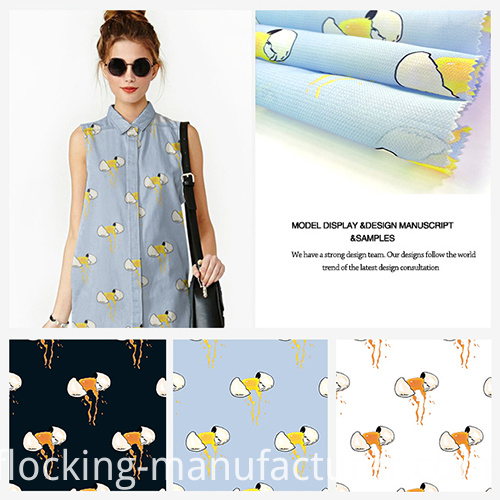 Printed Dynamic Egg-Breaking Design Polyester Garment Fabric